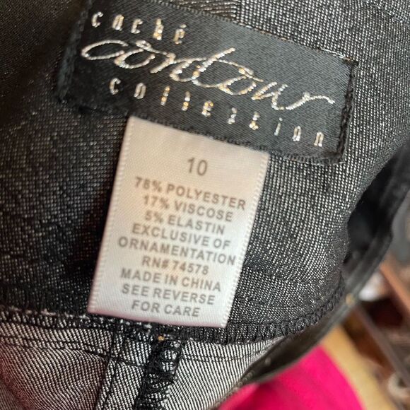 Cache Contour Collection Women’s Gold Buckle Gold Accents Pencil Skirt Size 10 - Picture 14 of 16